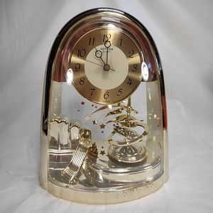 VTG Rhythm Quartz Clock "Space in Motion" Gold Plastic 4SG607 Japan Working